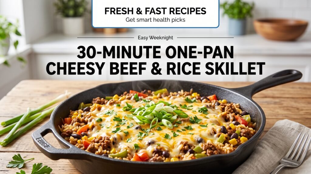 30-Minute One-Pan Cheesy Beef and Rice Skillet